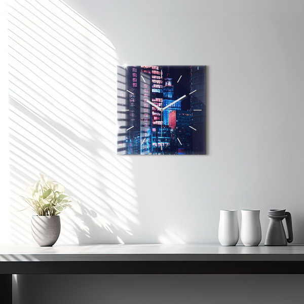 Szögletes fali üvegóra Varsó éjszaka