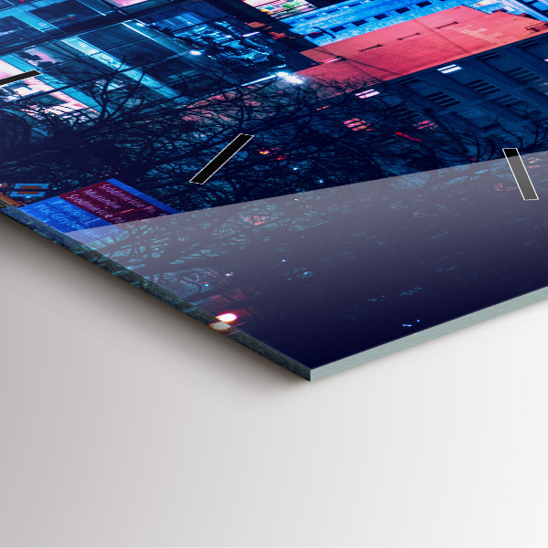 Szögletes fali üvegóra Varsó éjszaka