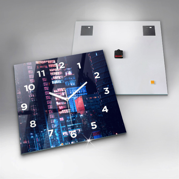 Szögletes fali üvegóra Varsó éjszaka