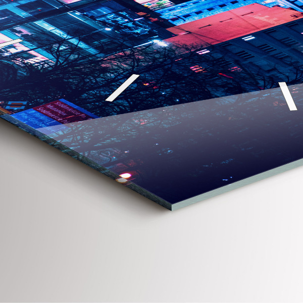 Szögletes fali üvegóra Varsó éjszaka