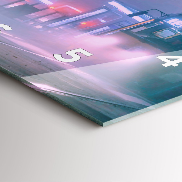 Szögletes fali üvegóra Varsó a ködben