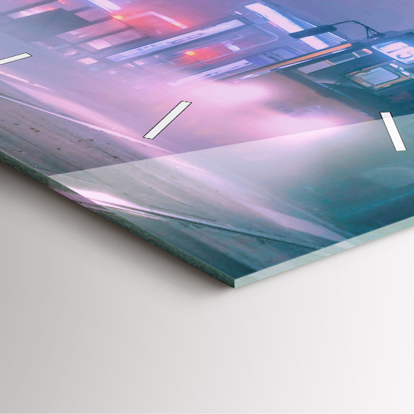 Szögletes fali üvegóra Varsó a ködben