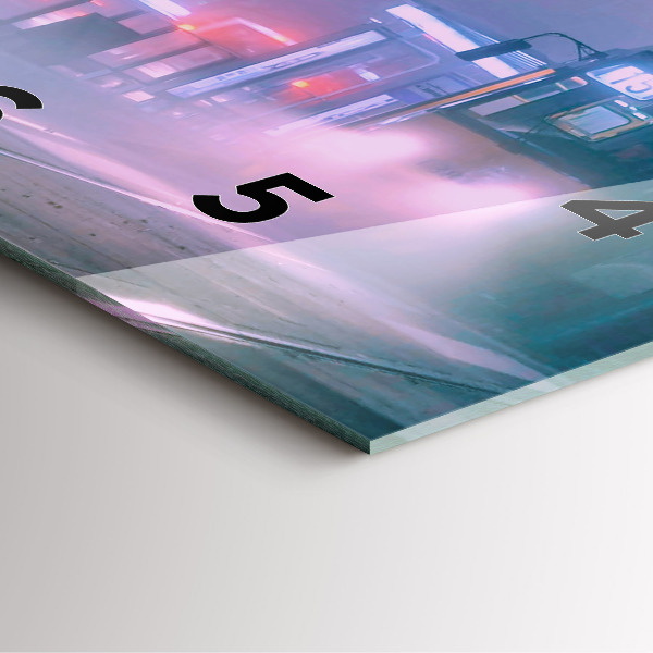 Szögletes fali üvegóra Varsó a ködben