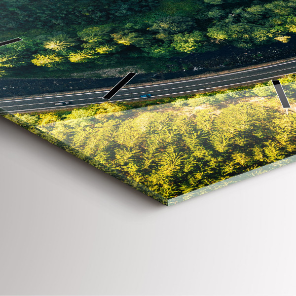 Szögletes fali üvegóra Erdő madártávlatból