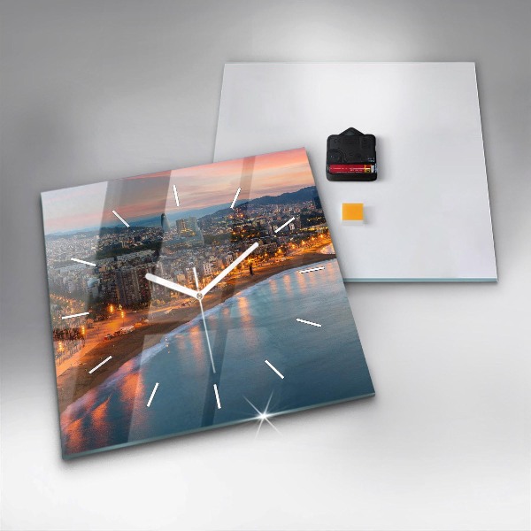 Szögletes fali üvegóra Barcelona Beach