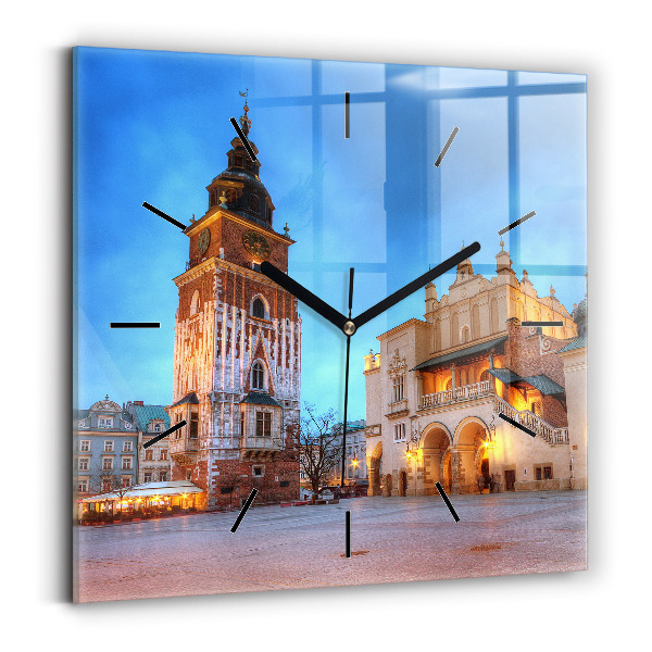 Szögletes fali üvegóra Fő piactér Krakkóban
