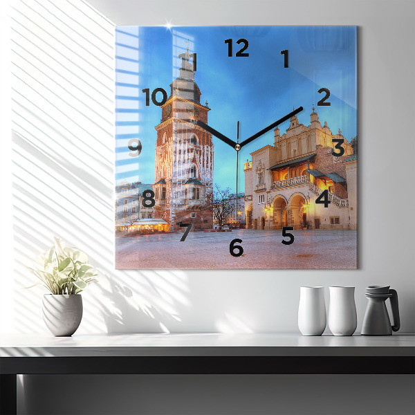 Szögletes fali üvegóra Fő piactér Krakkóban