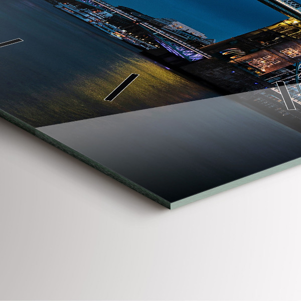 Szögletes fali üvegóra Tower Bridge London éjjel