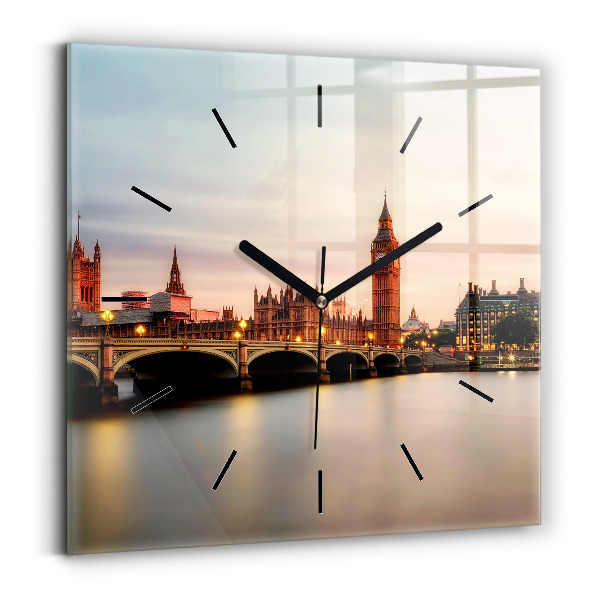 Szögletes fali üvegóra Big Ben London panoráma