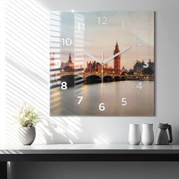 Szögletes fali üvegóra Big Ben London panoráma