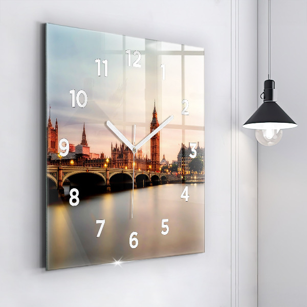 Szögletes fali üvegóra Big Ben London panoráma