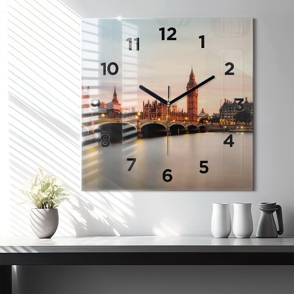 Szögletes fali üvegóra Big Ben London panoráma