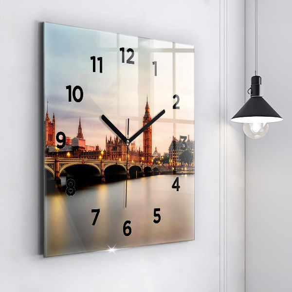 Szögletes fali üvegóra Big Ben London panoráma