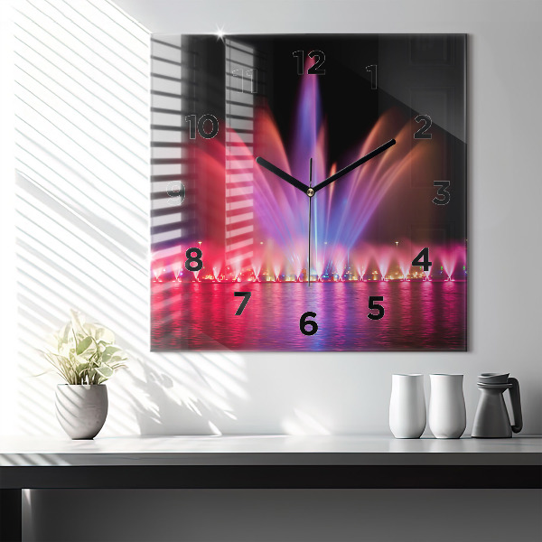 Szögletes fali üvegóra Wroclaw-kút éjjel