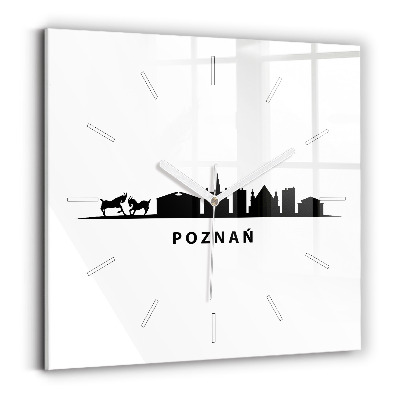 Szögletes fali üvegóra Poznani panoráma grafika