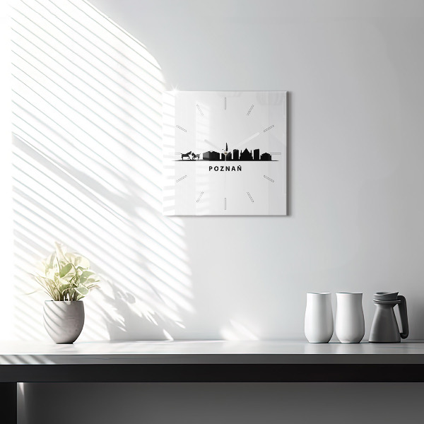 Szögletes fali üvegóra Poznani panoráma grafika