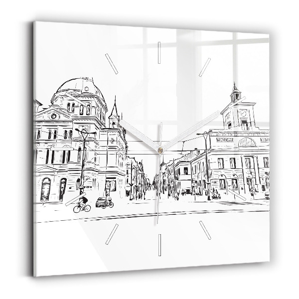 Szögletes fali üvegóra Poznań város illusztrációja