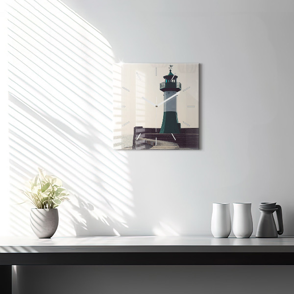 Szögletes fali üvegóra A világítótorony és a tenger