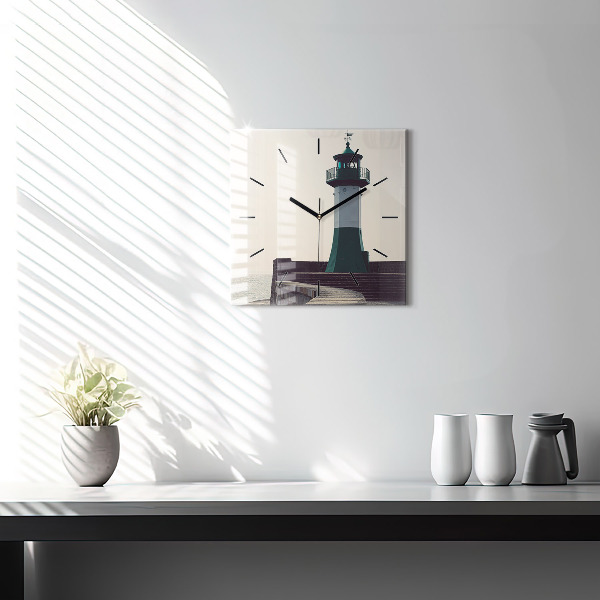 Szögletes fali üvegóra A világítótorony és a tenger