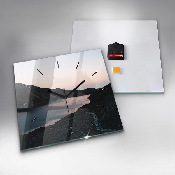 Szögletes fali üvegóra Tó és hegyek