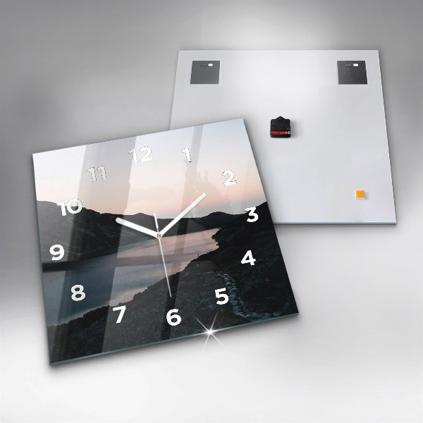 Szögletes fali üvegóra Tó és hegyek