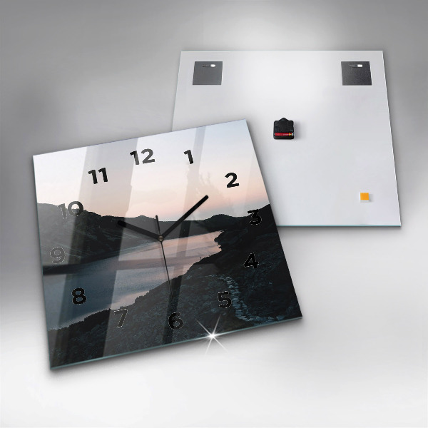 Szögletes fali üvegóra Tó és hegyek