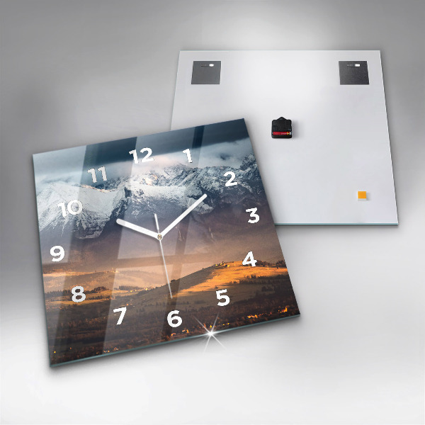 Szögletes fali üvegóra Téli táj a Tátrában
