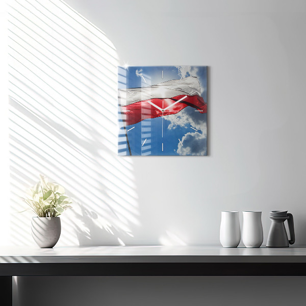 Szögletes fali üvegóra A lengyel zászló az égen