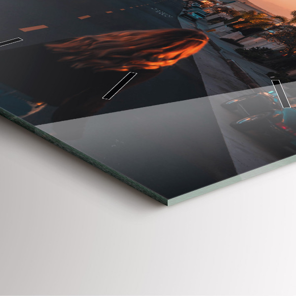 Szögletes fali üvegóra Nő az úton