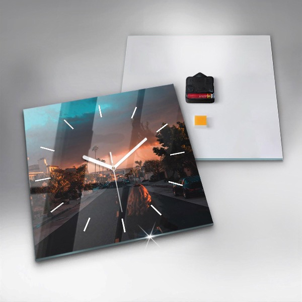 Szögletes fali üvegóra Nő az úton