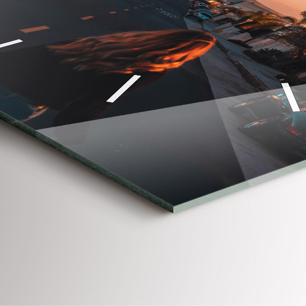 Szögletes fali üvegóra Nő az úton