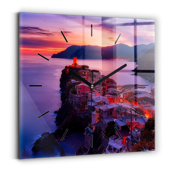 Szögletes fali üvegóra Házak a tó közelében