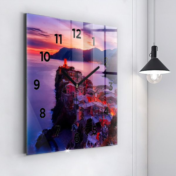 Szögletes fali üvegóra Házak a tó közelében