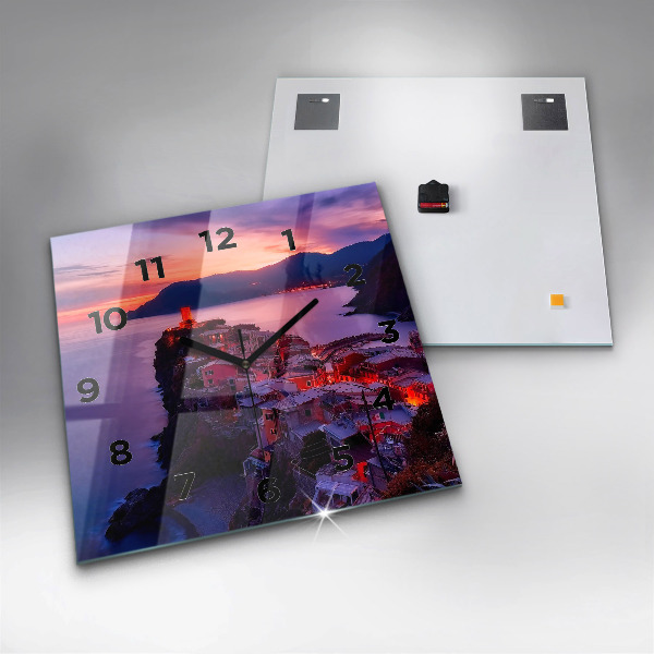 Szögletes fali üvegóra Házak a tó közelében