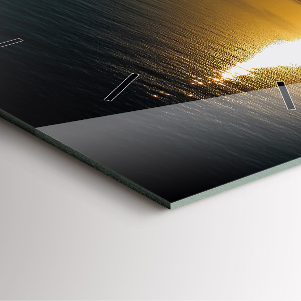 Szögletes fali üvegóra Napkelte táj