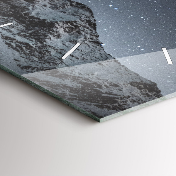 Szögletes fali üvegóra Hegy a csillagok alatt