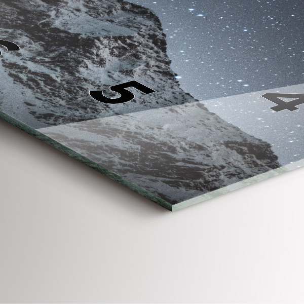 Szögletes fali üvegóra Hegy a csillagok alatt