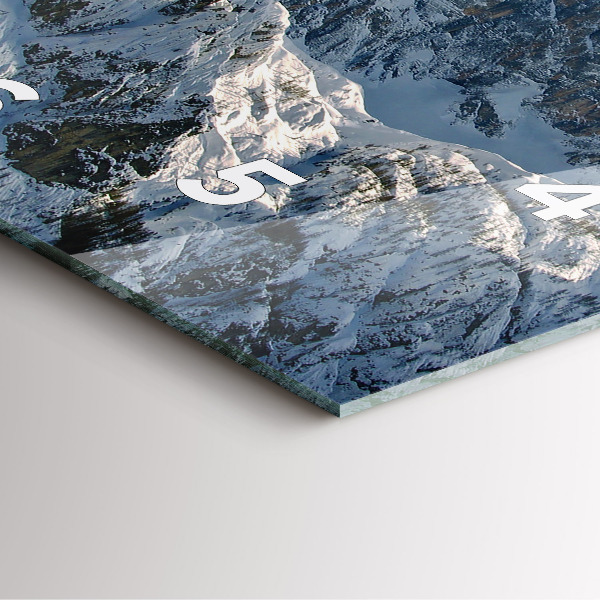 Szögletes fali üvegóra Hegyek kék ég alatt