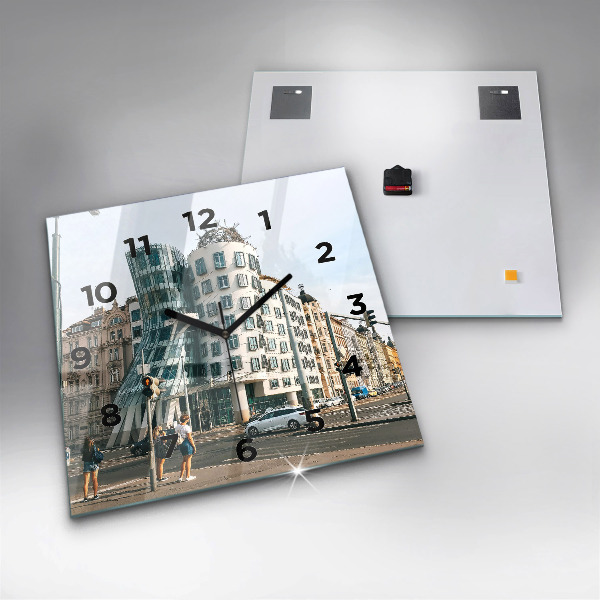 Szögletes fali üvegóra Táncoló ház Prága