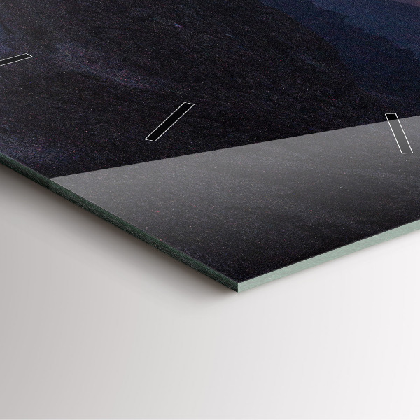 Szögletes fali üvegóra Hegyek naplementekor