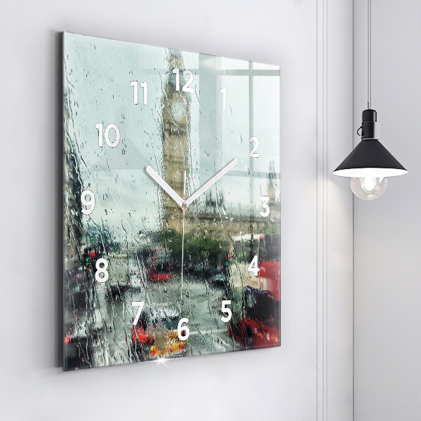 Szögletes fali üvegóra Esős London