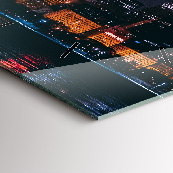 Szögletes fali üvegóra Chicago városkép