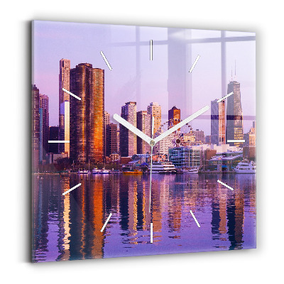 Szögletes fali üvegóra Kilátás az Egyesült Államok felhőkarcolóira