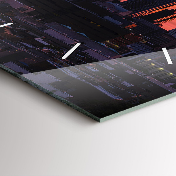 Szögletes fali üvegóra Philadelphia város látképe