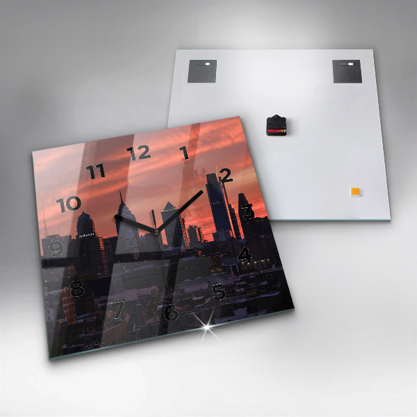 Szögletes fali üvegóra Philadelphia város látképe