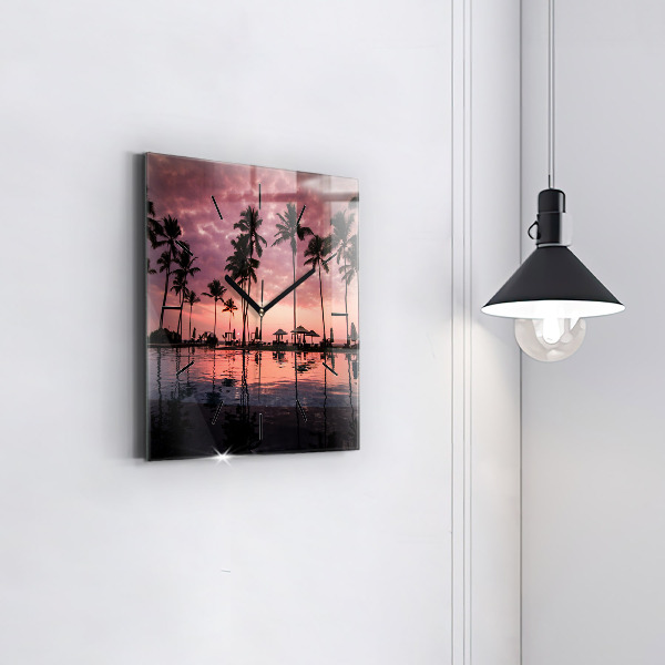 Szögletes fali üvegóra Pálmafák Hawaii-on
