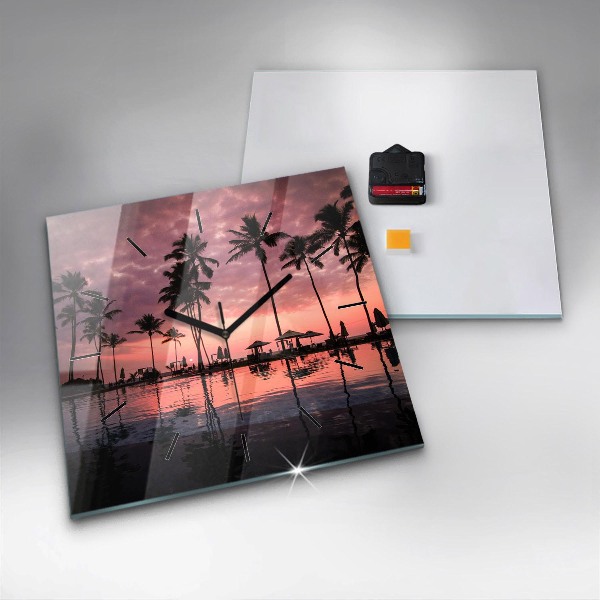 Szögletes fali üvegóra Pálmafák Hawaii-on