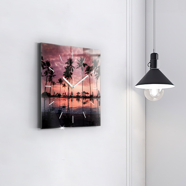 Szögletes fali üvegóra Pálmafák Hawaii-on