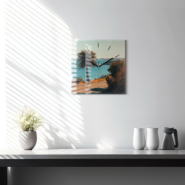 Szögletes fali üvegóra Pálmafák Malibuban