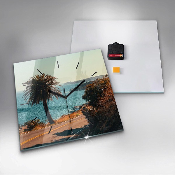 Szögletes fali üvegóra Pálmafák Malibuban